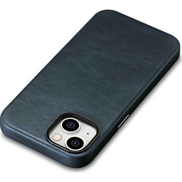 iCarer iCarer Oil Wax Premium Leather Case skórzane etui iPhone 14 magnetyczne z MagSafe ciemnoniebieski (WMI14220701-BU)