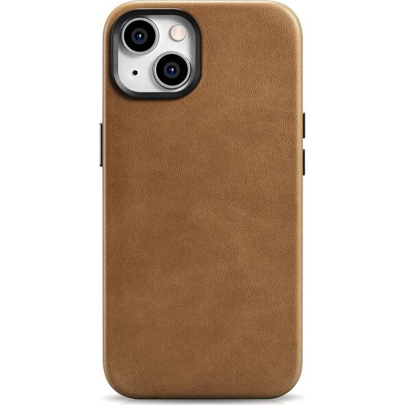 iCarer iCarer Oil Wax Premium Leather Case skórzane etui iPhone 14 Plus magnetyczne z MagSafe brązowy (WMI14220703-TN)
