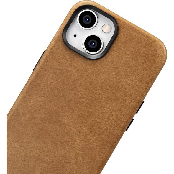 iCarer iCarer Oil Wax Premium Leather Case skórzane etui iPhone 14 Plus magnetyczne z MagSafe brązowy (WMI14220703-TN)