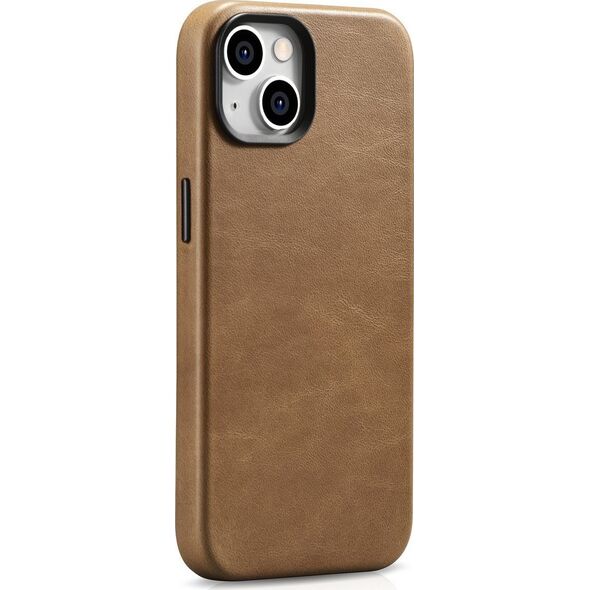 iCarer iCarer Oil Wax Premium Leather Case skórzane etui iPhone 14 Plus magnetyczne z MagSafe brązowy (WMI14220703-TN)