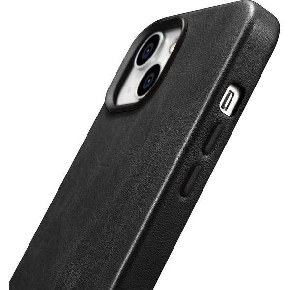iCarer iCarer Oil Wax Premium Leather Case skórzane etui iPhone 14 Plus magnetyczne z MagSafe czarny (WMI14220703-BK)