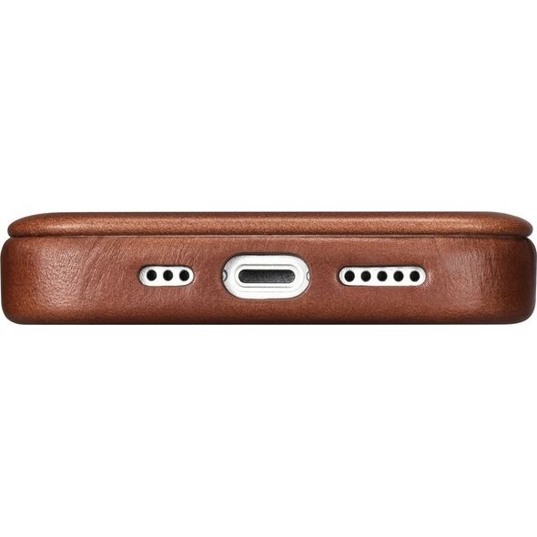 iCarer iCarer CE Oil Wax Premium Leather Folio Case skórzane etui iPhone 14 Plus z klapką magnetyczne MagSafe brązowy (AKI14220707-BN)