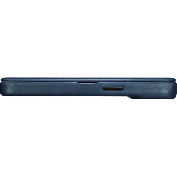 iCarer iCarer CE Oil Wax Premium Leather Folio Case skórzane etui iPhone 14 Plus z klapką magnetyczne MagSafe niebieski (AKI14220707-BU)
