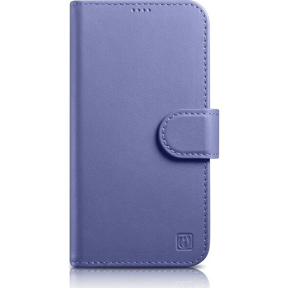 iCarer iCarer Wallet Case 2in1 etui iPhone 14 Pro Max skórzany pokrowiec z klapką Anti-RFID jasnofioletowy (WMI14220728-LP)