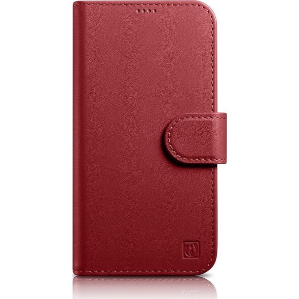 iCarer iCarer Wallet Case 2in1 etui iPhone 14 Pro Max skórzany pokrowiec z klapką Anti-RFID czerwony (WMI14220728-RD)