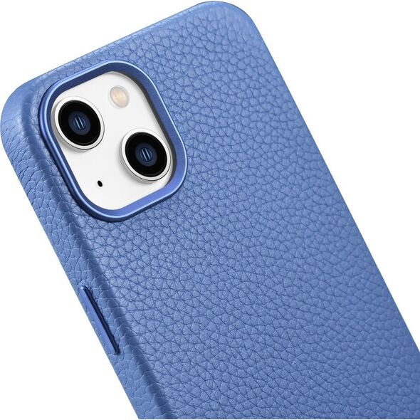iCarer iCarer Litchi Premium Leather Case skórzane etui iPhone 14 magnetyczne z MagSafe jasnoniebieski (WMI14220709-LB)