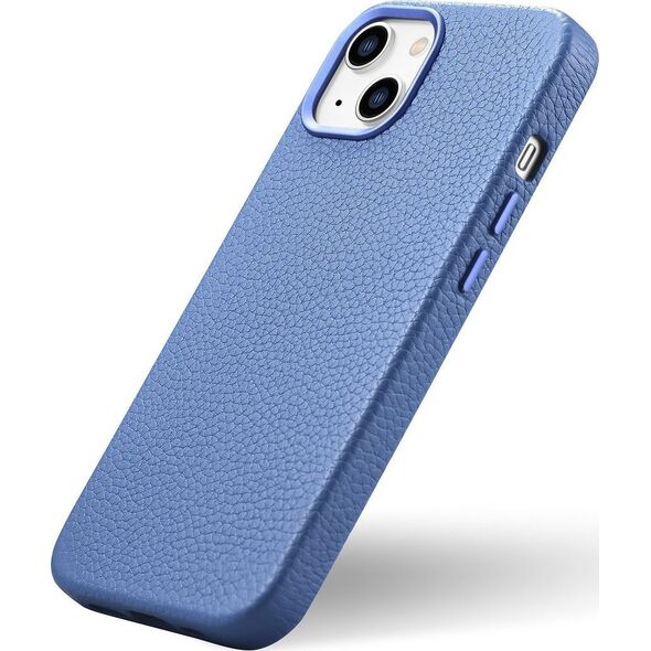 iCarer iCarer Litchi Premium Leather Case skórzane etui iPhone 14 magnetyczne z MagSafe jasnoniebieski (WMI14220709-LB)