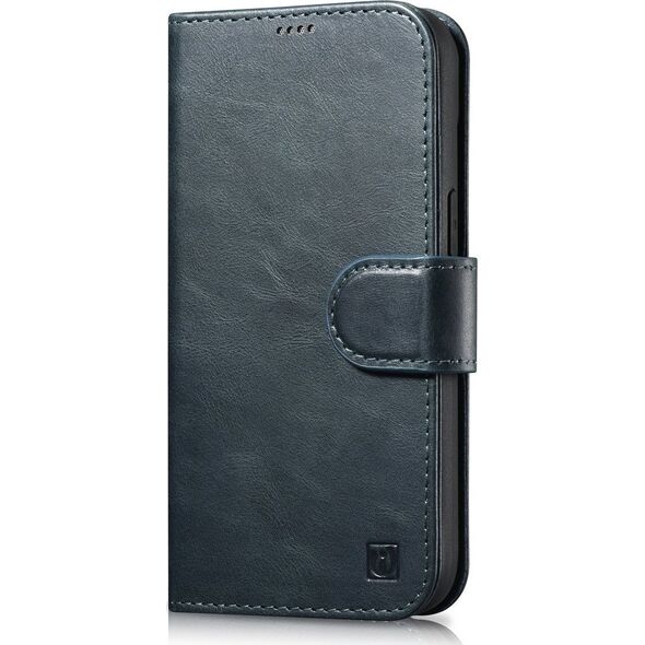 iCarer iCarer Oil Wax Wallet Case 2in1 etui iPhone 14 Plus skórzany pokrowiec z klapką Anti-RFID niebieski (WMI14220723-BU)