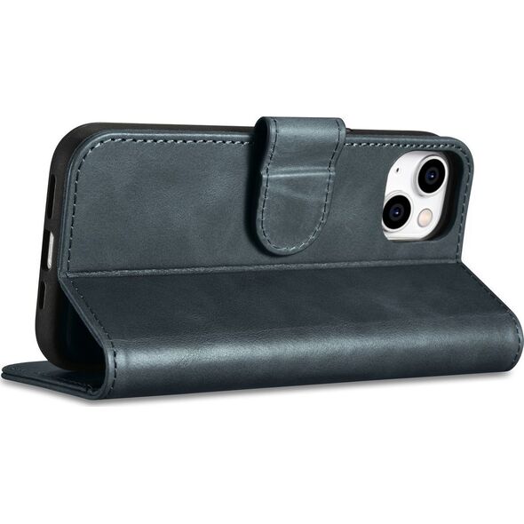 iCarer iCarer Oil Wax Wallet Case 2in1 etui iPhone 14 Plus skórzany pokrowiec z klapką Anti-RFID niebieski (WMI14220723-BU)