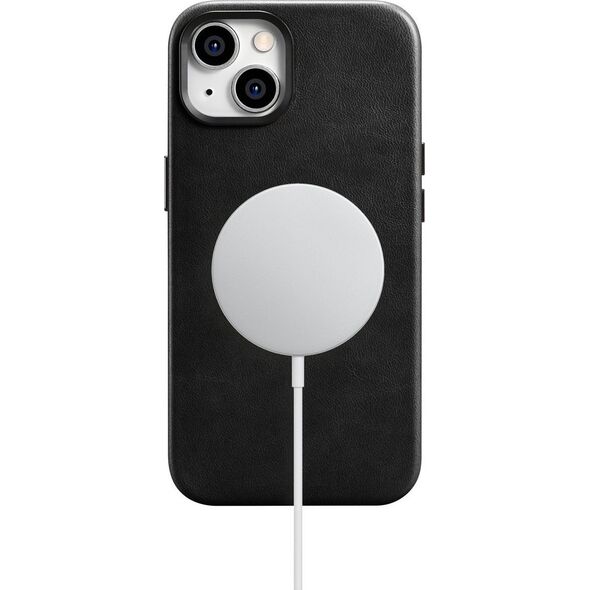 iCarer iCarer Oil Wax Premium Leather Case skórzane etui iPhone 14 magnetyczne z MagSafe czarny (WMI14220701-BK)