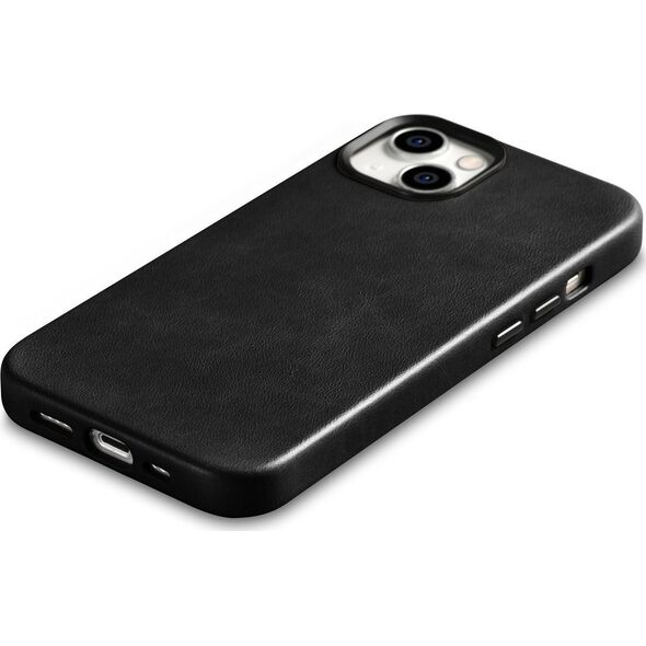 iCarer iCarer Oil Wax Premium Leather Case skórzane etui iPhone 14 magnetyczne z MagSafe czarny (WMI14220701-BK)