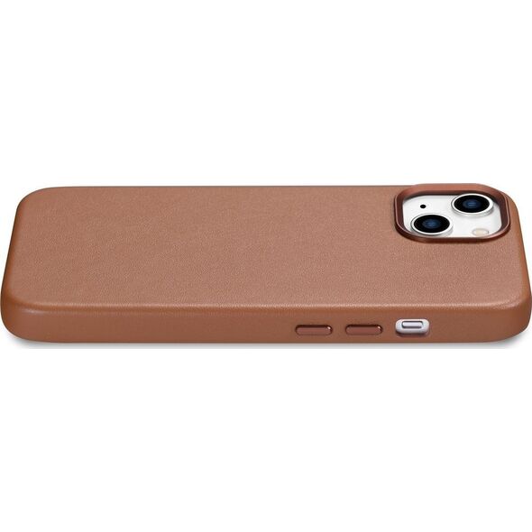 iCarer iCarer Case Leather pokrowiec etui z naturalnej skóry do iPhone 14 brązowy (WMI14220705-BN) (kompatybilne z MagSafe)