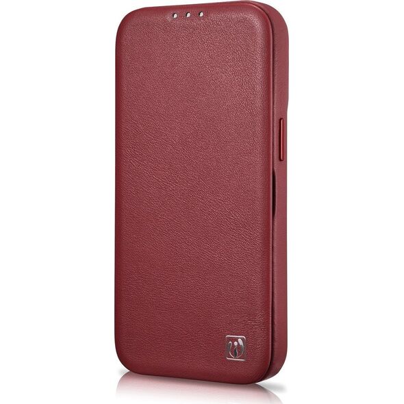 iCarer iCarer CE Premium Leather Folio Case skórzane etui iPhone 14 Pro z klapką magnetyczne MagSafe czerwony (WMI14220714-RD)