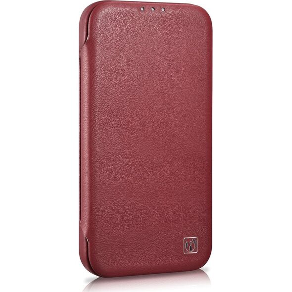 iCarer iCarer CE Premium Leather Folio Case skórzane etui iPhone 14 Pro z klapką magnetyczne MagSafe czerwony (WMI14220714-RD)
