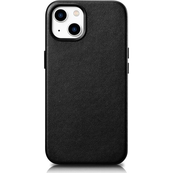 iCarer iCarer Case Leather pokrowiec etui z naturalnej skóry do iPhone 14 czarny (WMI14220705-BK) (kompatybilne z MagSafe)