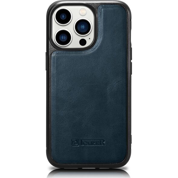 iCarer iCarer Leather Oil Wax etui pokryte naturalną skórą do iPhone 14 Pro Max (kompatybilne z MagSafe) niebieski (WMI14220720-BU)
