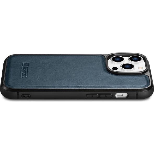 iCarer iCarer Leather Oil Wax etui pokryte naturalną skórą do iPhone 14 Pro Max (kompatybilne z MagSafe) niebieski (WMI14220720-BU)