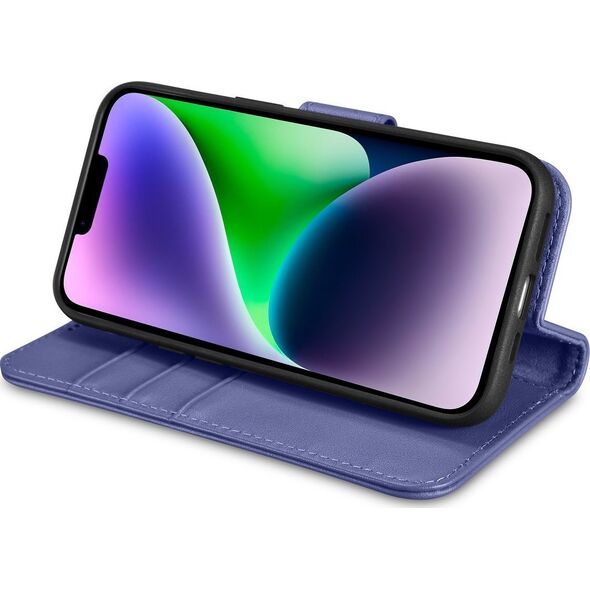 iCarer iCarer Wallet Case 2in1 etui iPhone 14 skórzany pokrowiec z klapką Anti-RFID jasnofioletowy (WMI14220725-LP)