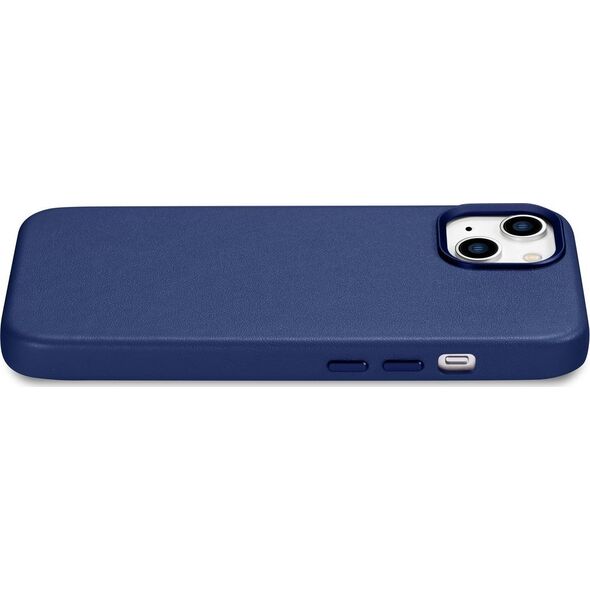iCarer iCarer Case Leather pokrowiec etui z naturalnej skóry do iPhone 14 Plus niebieski (kompatybilne z MagSafe)