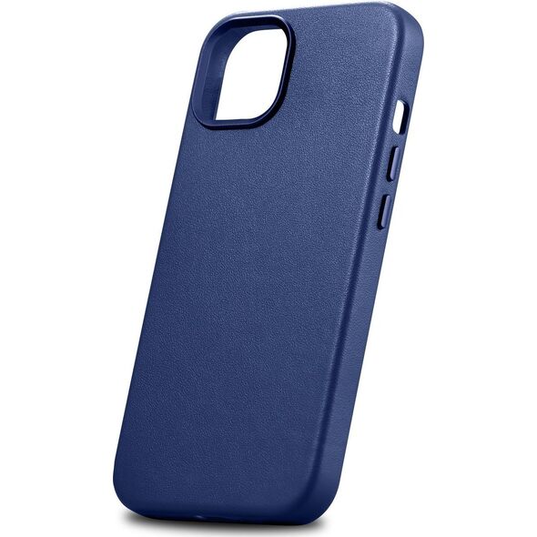 iCarer iCarer Case Leather pokrowiec etui z naturalnej skóry do iPhone 14 Plus niebieski (kompatybilne z MagSafe)