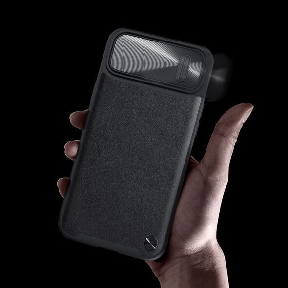 Nillkin Nillkin CamShield Leather S Case etui iPhone 14 Plus pokrowiec z osłoną na aparat niebieskie