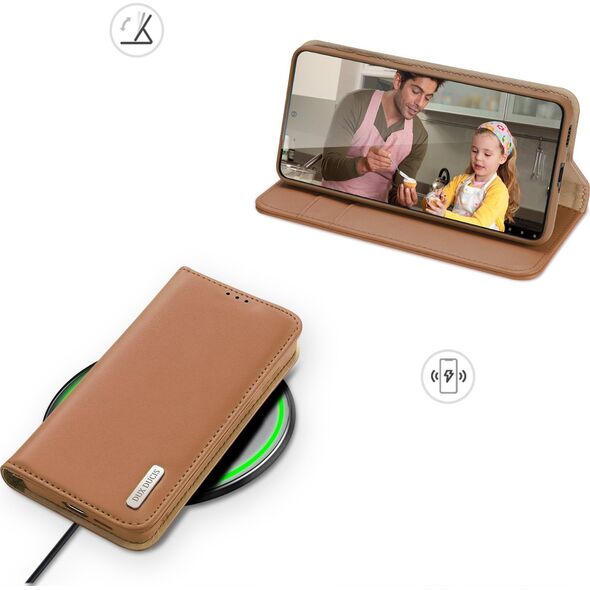 Dux Ducis Dux Ducis Hivo etui Samsung Galaxy S23 pokrowiec z klapką portfel podstawka blokada RFID brązowe
