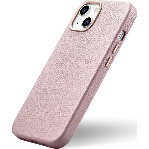 iCarer iCarer Litchi Premium Leather Case skórzane etui iPhone 14 Plus magnetyczne z MagSafe różowy (WMI14220711-PK)