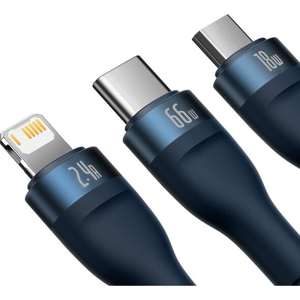 Kabel USB Baseus USB-A - USB-C + microUSB + Lightning 1.2 m Niebieski (BSU3888)