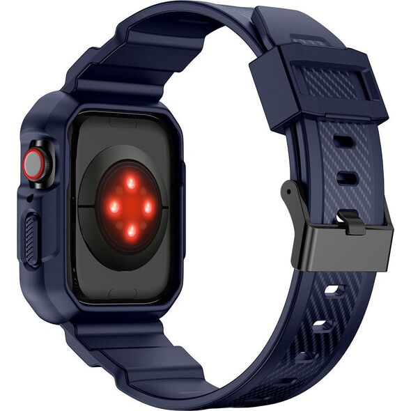 Kingxbar Kingxbar CYF106 2w1 pancerne etui Apple Watch SE, 8, 7, 6, 5, 4, 3, 2, 1 (41, 40, 38 mm) z paskiem niebieskie