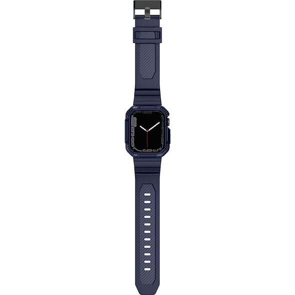 Kingxbar Kingxbar CYF106 2w1 pancerne etui Apple Watch SE, 8, 7, 6, 5, 4, 3, 2, 1 (41, 40, 38 mm) z paskiem niebieskie