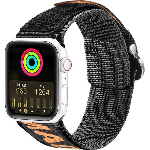Dux Ducis Dux Ducis Strap (Outdoor  Version) pasek Apple Watch Ultra, SE, 8, 7, 6, 5, 4, 3, 2, 1 (49, 45, 44, 42  mm) nylonowa opaska bransoleta czarno-pomarańczowy