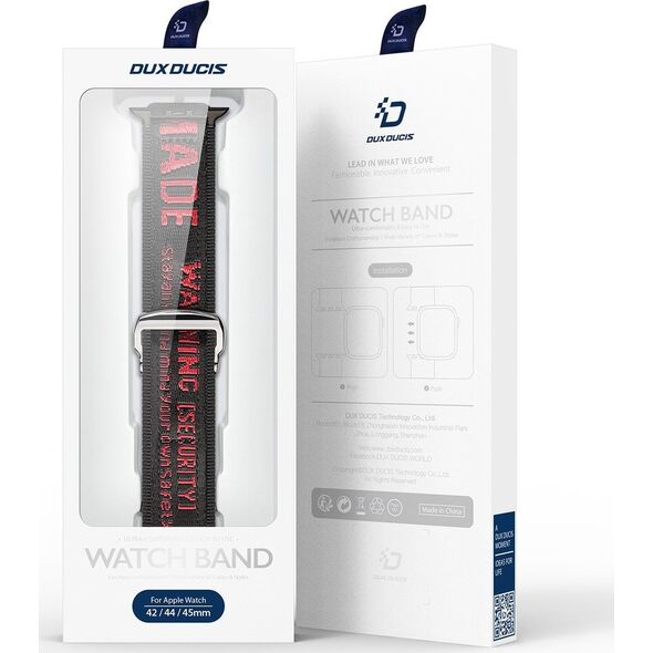 Dux Ducis Dux Ducis Strap (Outdoor  Version) pasek Apple Watch Ultra, SE, 8, 7, 6, 5, 4, 3, 2, 1 (49, 45, 44, 42  mm) nylonowa opaska bransoleta czarno-czerwony