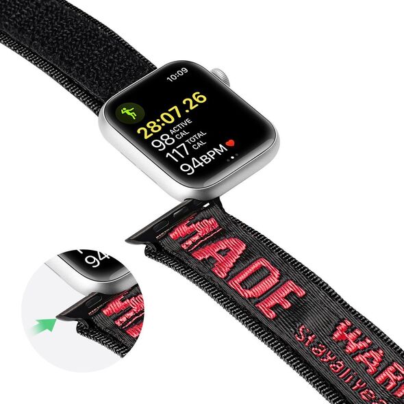 Dux Ducis Dux Ducis Strap (Outdoor  Version) pasek Apple Watch Ultra, SE, 8, 7, 6, 5, 4, 3, 2, 1 (49, 45, 44, 42  mm) nylonowa opaska bransoleta czarno-czerwony