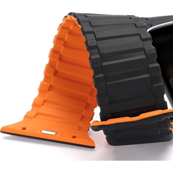 Dux Ducis Dux Ducis Strap (Armor Version) pasek Apple Watch SE, 8, 7, 6, 5, 4, 3, 2, 1 (41, 40, 38 mm) silikonowa magnetyczna opaska bransoleta czarno-pomarańczowy