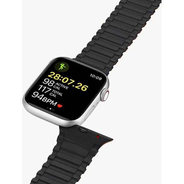 Dux Ducis Dux Ducis Strap (Armor Version) pasek Apple Watch SE, 8, 7, 6, 5, 4, 3, 2, 1 (41, 40, 38 mm) silikonowa magnetyczna opaska bransoleta czarno-pomarańczowy