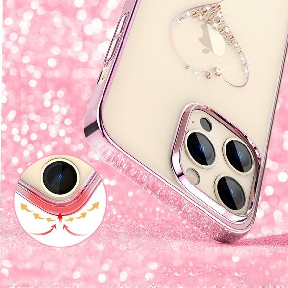Kingxbar Kingxbar Wish Series etui iPhone 14 Pro ozdobione kryształami różowe