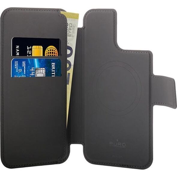 Puro PURO Folio MagSafe Case - Etui iPhone 14 Plus / 12 Pro Max (czarny)