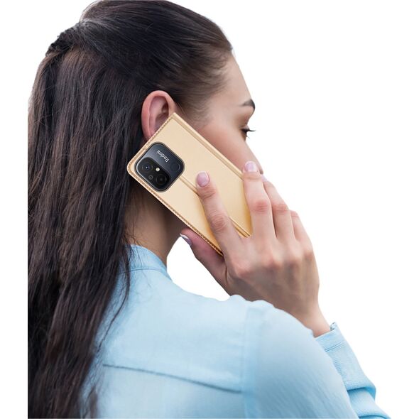 Dux Ducis Dux Ducis Skin Pro etui do Xiaomi Redmi 11A / Poco C55 / Redmi 12C pokrowiec z klapką portfel na kartę podstawka złote