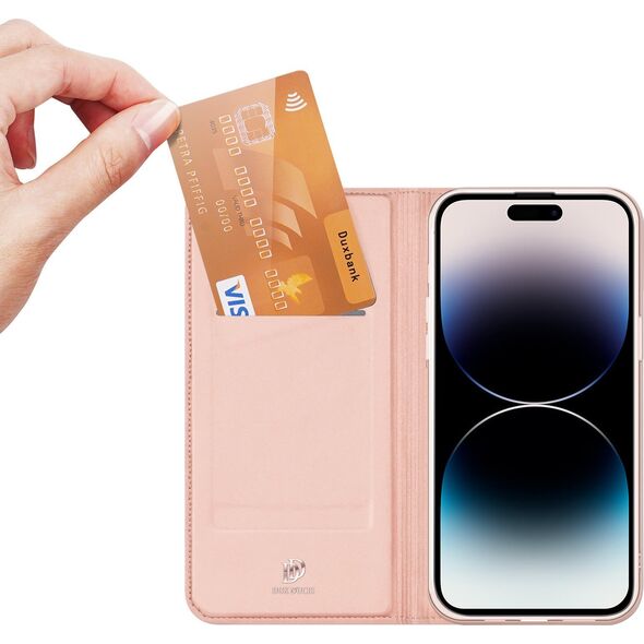Dux Ducis Etui do iPhone 15 Pro pokrowiec z klapką i portfelem Dux Ducis Skin Pro - różowe