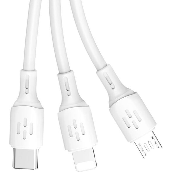 Kabel USB Dudao USB-A - USB-C + microUSB + Lightning 1.2 m Biały (DDA270)