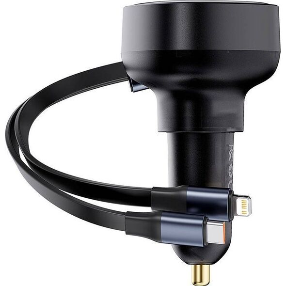 Ładowarka Baseus Ładowarka samochodowa Baseus Enjoyment USB z kablem USB-C i Lightning 60 W (czarna)