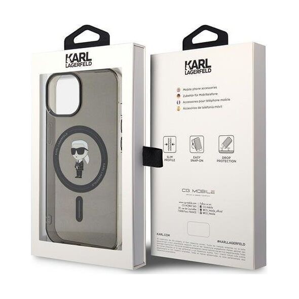 Karl Lagerfeld Karl Lagerfeld KLHMP15SHFCKNOK iPhone 15 6.1" czarny/black hardcase IML Ikonik MagSafe