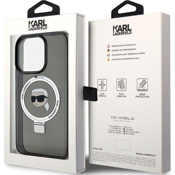 Karl Lagerfeld Karl Lagerfeld KLHMP15XHMRSKHK iPhone 15 Pro Max 6.7" czarny/black hardcase Ring Stand Karl Head MagSafe
