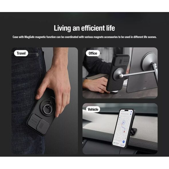 Nillkin Pancerne etui Nillkin CamShield Pro Magnetic Case do iPhone 15 Plus z osłoną na aparat - zielone