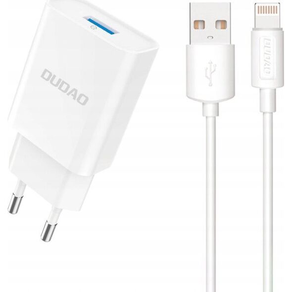Ładowarka Dudao Ładowarka sieciowa Dudao A4EU USB-A 2.1A - biała + kabel USB-A - Lightning