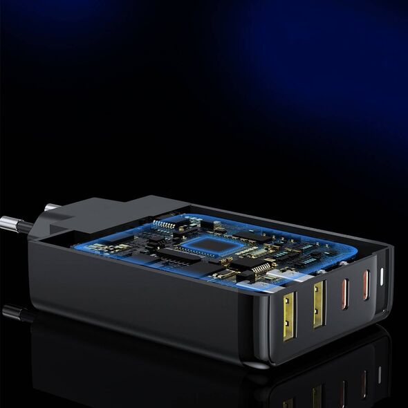 Ładowarka Choetech Choetech ładowarka GaN 140W 4 porty (2x USB C, 2x USB) czarna (PD6005)