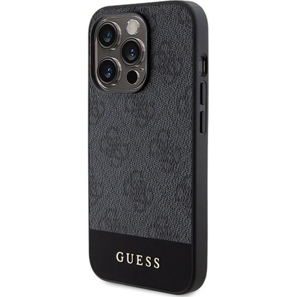 Guess Guess 4G Bottom Stripe Metal Logo Collection - Etui iPhone 15 Pro (szary)