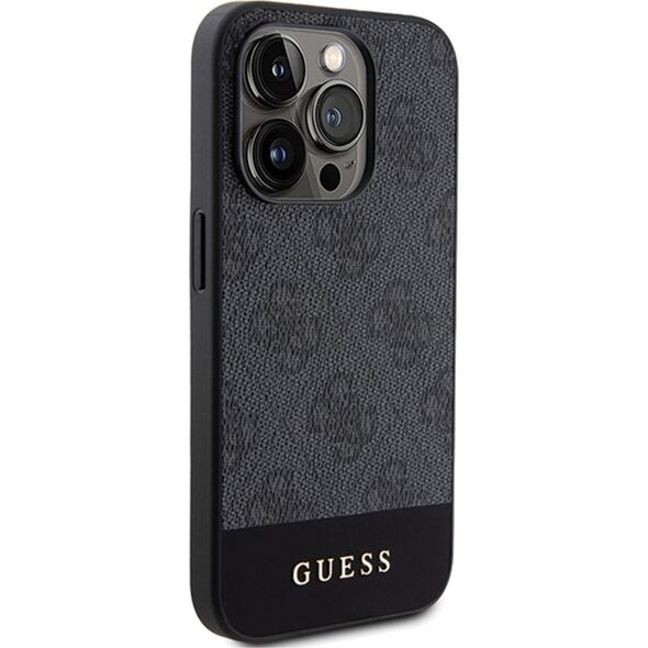 Guess Guess 4G Bottom Stripe Metal Logo Collection - Etui iPhone 15 Pro (szary)