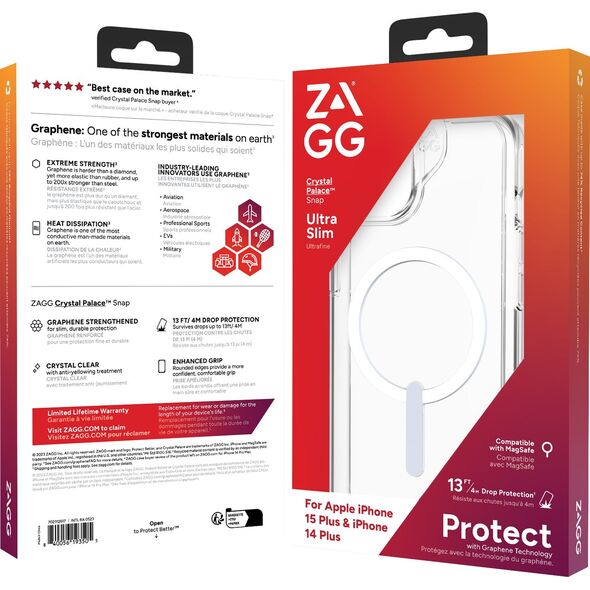 Zagg International ZAGG Crystal Palace Snap - obudowa ochronna do iPhone 14 Plus/15 Plus kompatybilna z MagSafe (clear)