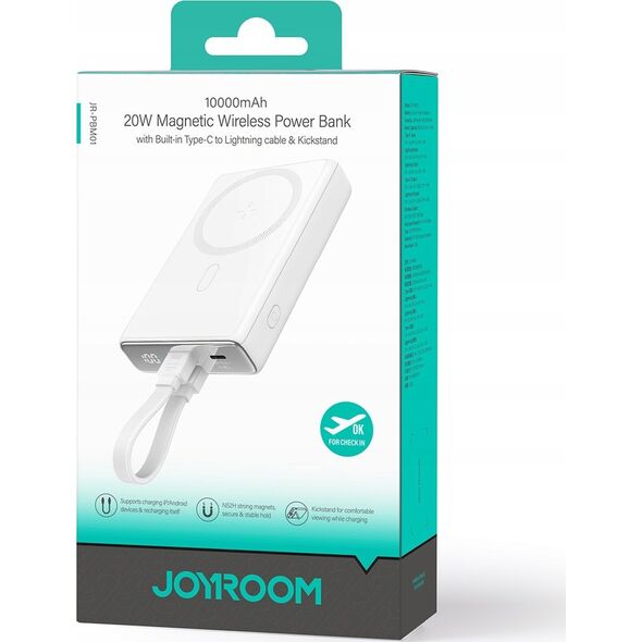 Powerbank Joyroom Powerbank Joyroom JR-PBM01 MagSafe 10000mAh 20W z podstawką + kabel Lightning / USB-C biały